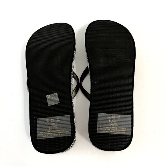 DKNY Jazzi Flip Flop Sandals Size 10 Black White Graffiti Logo Wedge Thong - Picture 6 of 7
